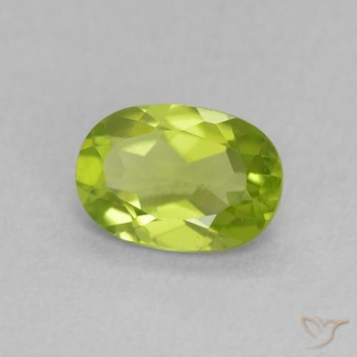 Péridot Vert éclatant naturelle ovale, 0.86 ct, VS