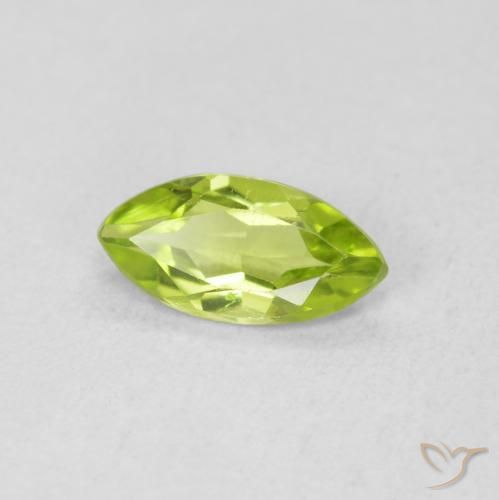 Péridot Vert clair naturelle Marquise, 0.56 ct, VS