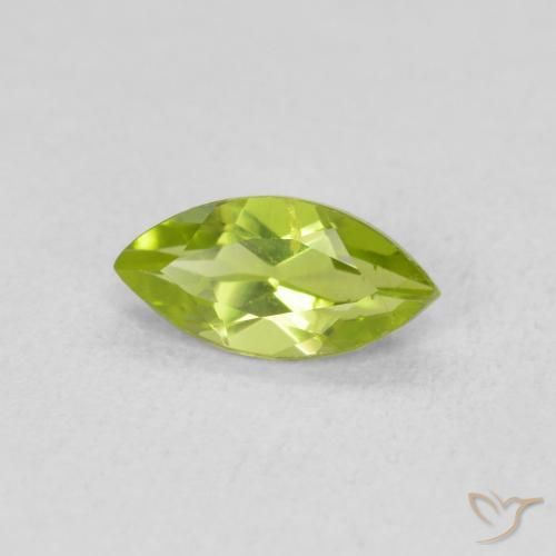 Péridot Vert jaunâtre naturelle Marquise, 0.65 ct, VS