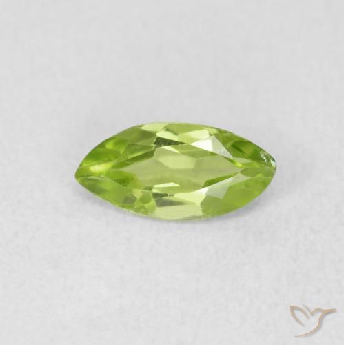 Péridot Vert clair naturelle Marquise, 0.58 ct, VS