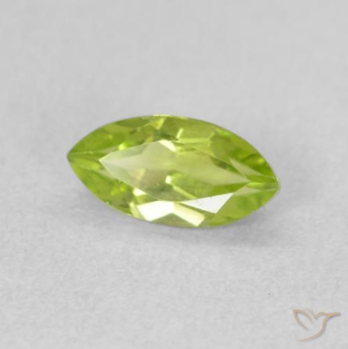 Péridot Vert clair naturelle Marquise, 0.67 ct, VS