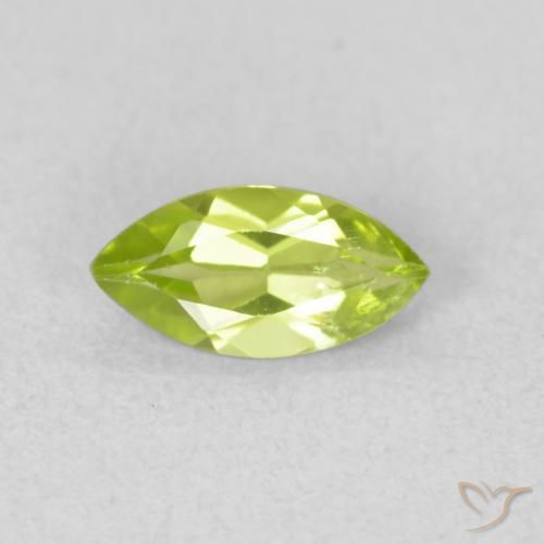 Péridot Vert jaunâtre naturelle Marquise, 0.58 ct, VS