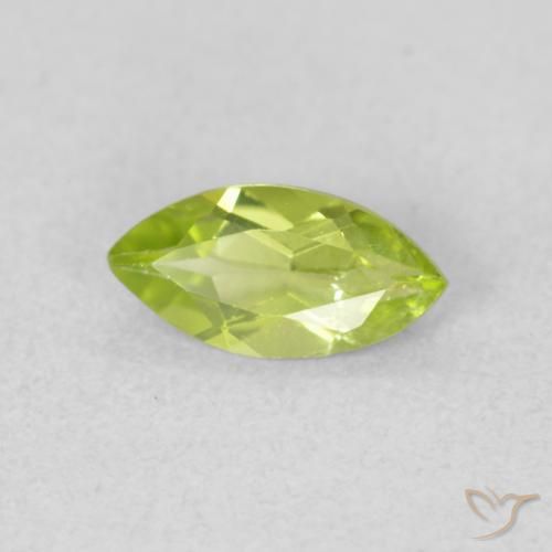 Péridot Vert jaunâtre naturelle Marquise, 0.58 ct, VS