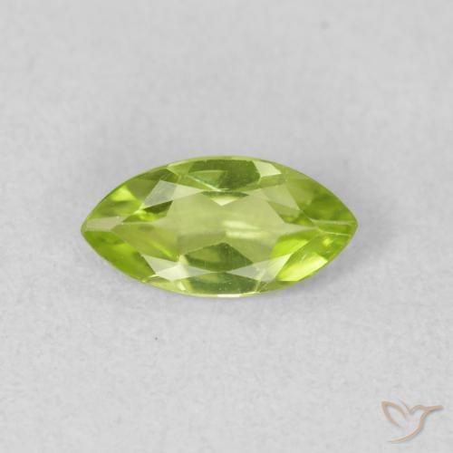Péridot Vert éclatant naturelle Marquise, 0.58 ct, VS