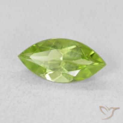 Péridot Vert éclatant naturelle Marquise, 0.61 ct, VVS-VS