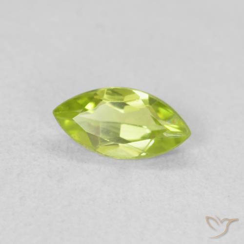 Péridot Vert jaunâtre naturelle Marquise, 0.58 ct, VVS-VS