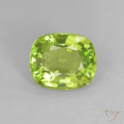 2.16ct Naturel Vert jaunâtre Péridot, Coussin, VS
