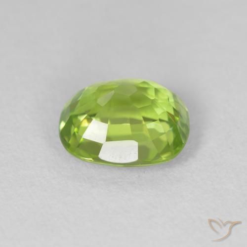 Péridot Vert jaunâtre naturelle Coussin, 2.16 ct, VS