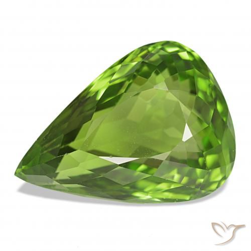 Péridot Vert éclatant naturelle En forme de poire, 11.98 ct, VVS-VS
