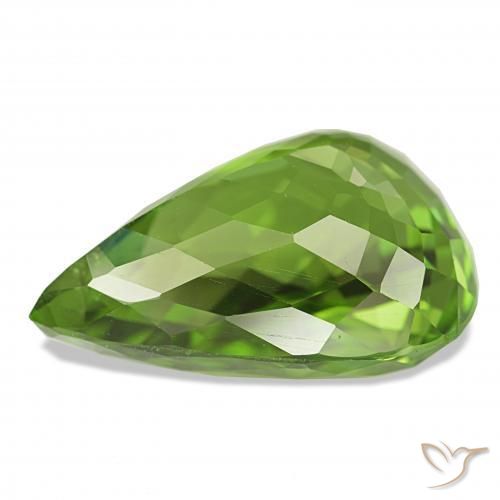 Péridot Vert éclatant naturelle En forme de poire, 11.98 ct, VVS-VS