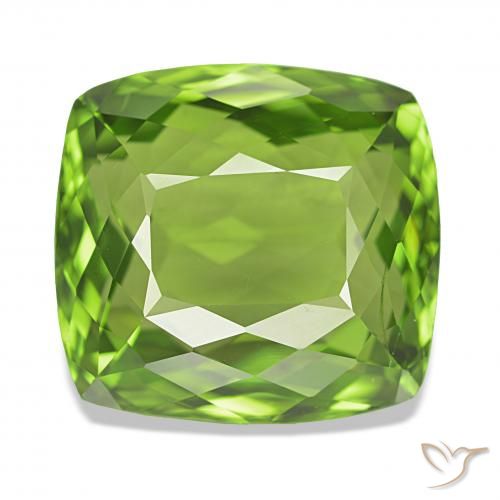 Péridot Vert moyen naturelle Coussin, 12.53 ct, VVS-VS