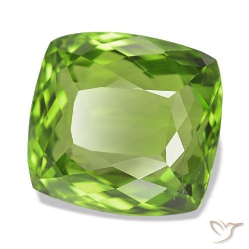 Péridot Vert moyen naturelle Coussin, 12.53 ct, VVS-VS