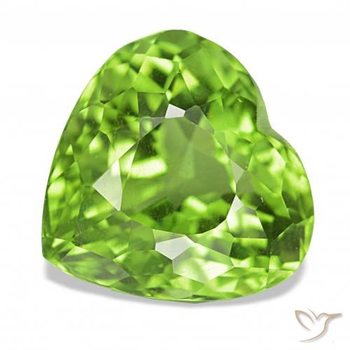 Péridot Vert éclatant naturelle Cœur, 6.01 ct, VVS-VS