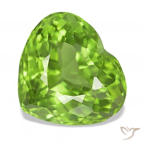 6.28ct Vert moyen Péridot, Cœur, VVS-VS