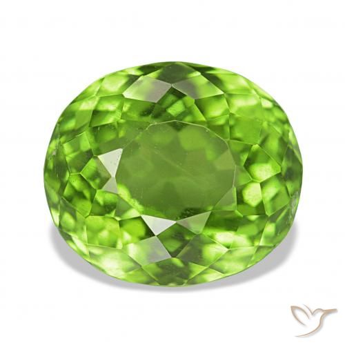 Péridot Vert éclatant naturelle ovale, 7.00 ct, VVS-VS