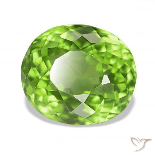 Péridot Vert éclatant naturelle ovale, 7.00 ct, VVS-VS