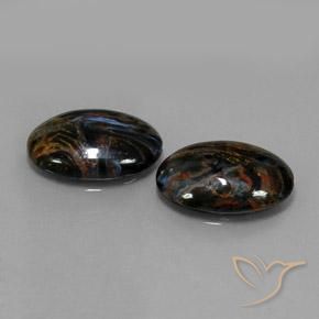 Achetez naturel 15.26ct Noire Pietersite gems, Coupe ovale, En provenance Namibie chez GemSelect. En stock, livraison internationale!