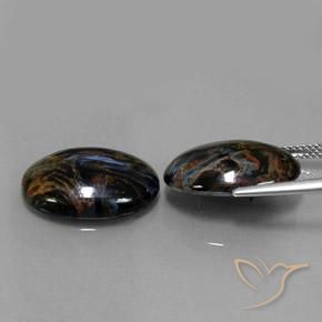 Achetez naturel 15.26ct Noire Pietersite gems, Coupe ovale, En provenance Namibie chez GemSelect. En stock, livraison internationale!