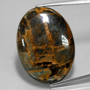 Piétersite bleue naturelle coupe ovale, 30,34 ct, opaque