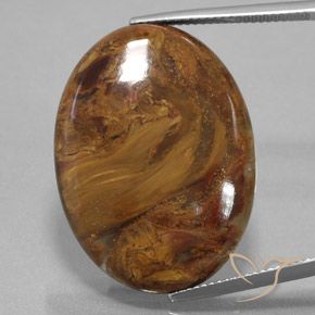 25.45ct Naturel Brun moyen Pietersite, ovale, Opaque