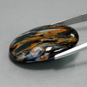 Pietersite Bleu grisâtre naturelle Coupe ovale, 32.61 ct, Opaque