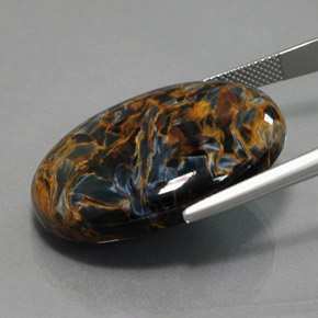Piétersite bleue naturelle coupe ovale, 36,58 ct, opaque
