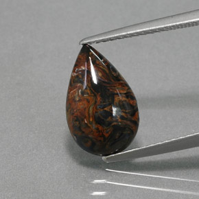 Piétersite multicolore naturelle en forme de poire, 2,14 ct, opaque