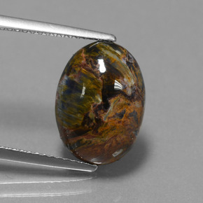 Piétersite multicolore naturelle coupe ovale, 4,11 ct, opaque