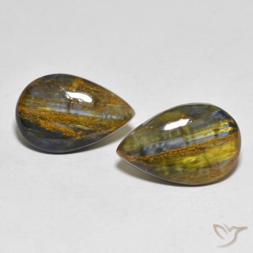 10.97ctw Naturel Multicolore Pietersite, En forme de poire, Opaque