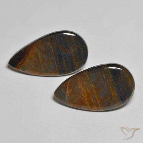 10.63ctw Naturel Multicolore Pietersite, En forme de poire, Opaque
