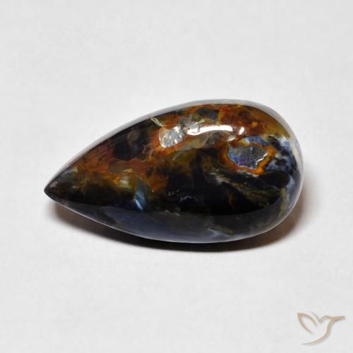 Pietersite Multicolore naturelle En forme de poire, 6.42 ct, Opaque