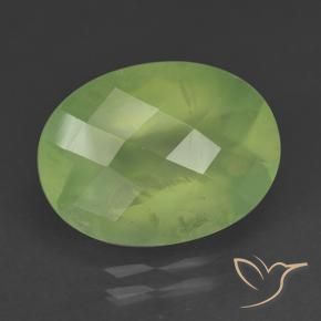 Préhnite Vert jaunâtre naturelle ovale, 9.09 ct, Translucide