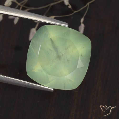 6.75ct Naturel Light Yellow Green  Préhnite, Coussin, Translucide