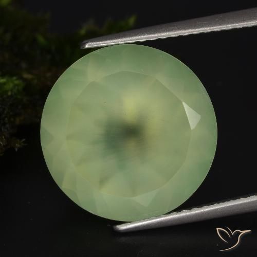 Prehnite Pale Lime Green  naturelle Coupe roude, 9.21 ct, Translucide