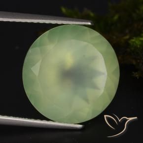 Prehnite Pale Lime Green  naturelle Coupe roude, 9.21 ct, Translucide