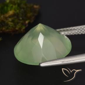 Prehnite Pale Lime Green  naturelle Coupe roude, 9.21 ct, Translucide