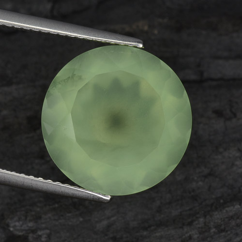 Prehnite Olive Green  naturelle Coupe roude, 9.54 ct, Translucide