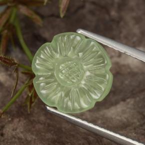 Préhnite vert naturelle taille fleur, 4,48 ct, translucide