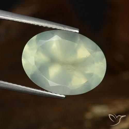 9.30ct Naturel Vert jaune léger Préhnite, ovale, Translucide
