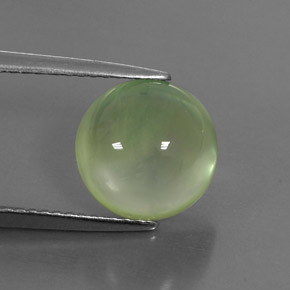 Préhnite vert naturelle coupe roude, 4,43 ct, transparent