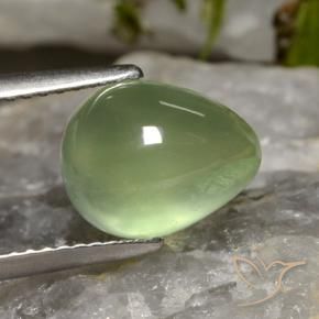 Préhnite Pale Pear Green  naturelle En forme de poire, 4.03 ct, Transparent