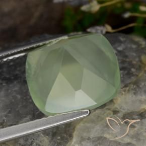 Préhnite Pale Pear Green  naturelle Coussin, 6.97 ct, Translucide