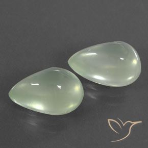 5.27ctw Naturel Blanc clair verdâtre Préhnite, En forme de poire, Transparent / Translucide