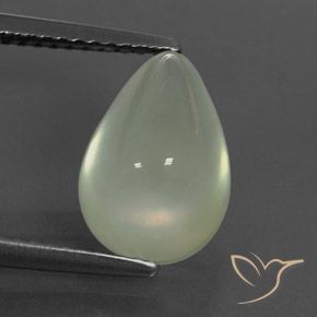 Préhnite Olive Green  naturelle En forme de poire, 4.26 ct, Transparent / Translucide