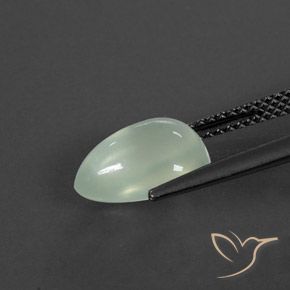 Préhnite Light Hazel Green    naturelle En forme de poire, 2.97 ct, Transparent / Translucide