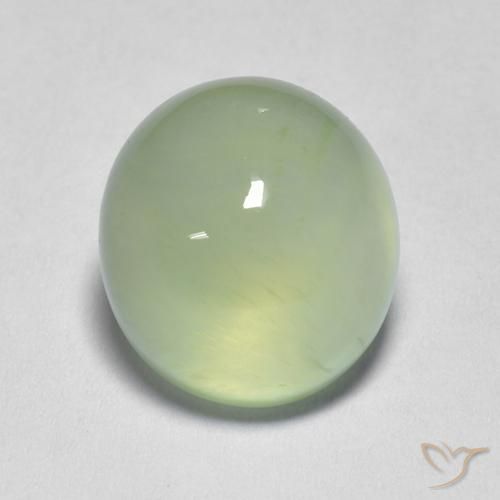Préhnite Pale Pear Green  naturelle ovale, 3.58 ct, Transparent