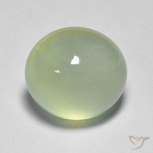 Préhnite Pale Pear Green  naturelle ovale, 3.58 ct, Transparent