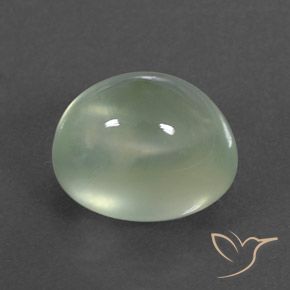 Préhnite Very Light Green  naturelle ovale, 4.09 ct, Transparent / Translucide