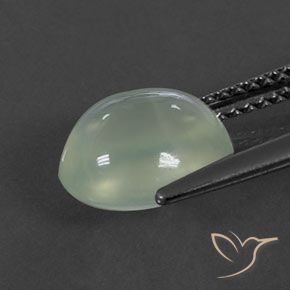 Préhnite Olive Green  naturelle ovale, 3.38 ct, Transparent / Translucide