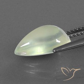 Préhnite Vert poire pâle naturelle En forme de poire, 3.36 ct, Transparent